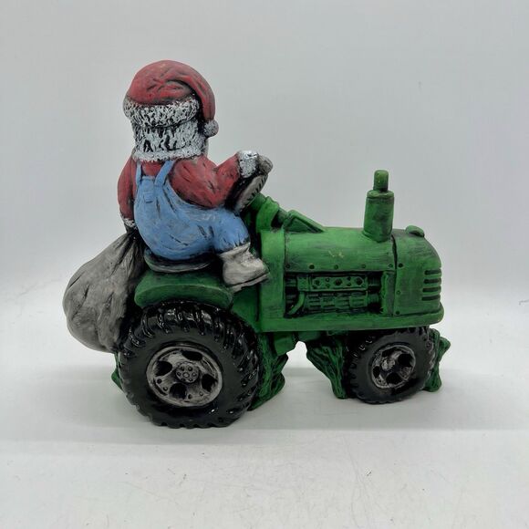 Vintage Hobbyist Ceramic Santa On Tractor Figurine 7” Christmas Rustic Country - Picture 5 of 6